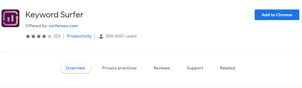 免费google seo关键词挖掘工具keyword surfer