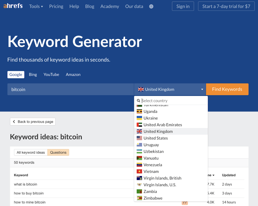 谷歌关键词工具Keyword Generator使用办法