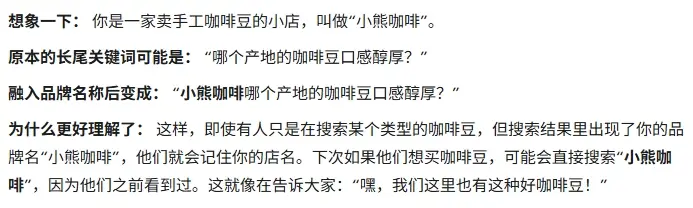 品牌和长尾关键词的例子