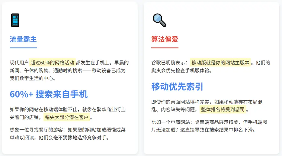 谷歌移动端的搜索优势和算法偏爱