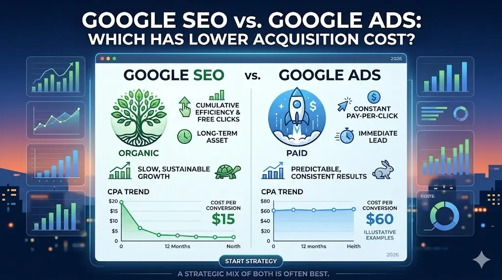谷歌SEO和Google Ads哪个获客成本更低?