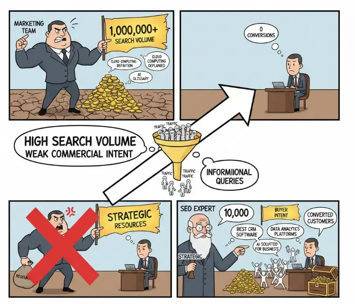 seo看的是转化而不是单纯的流量