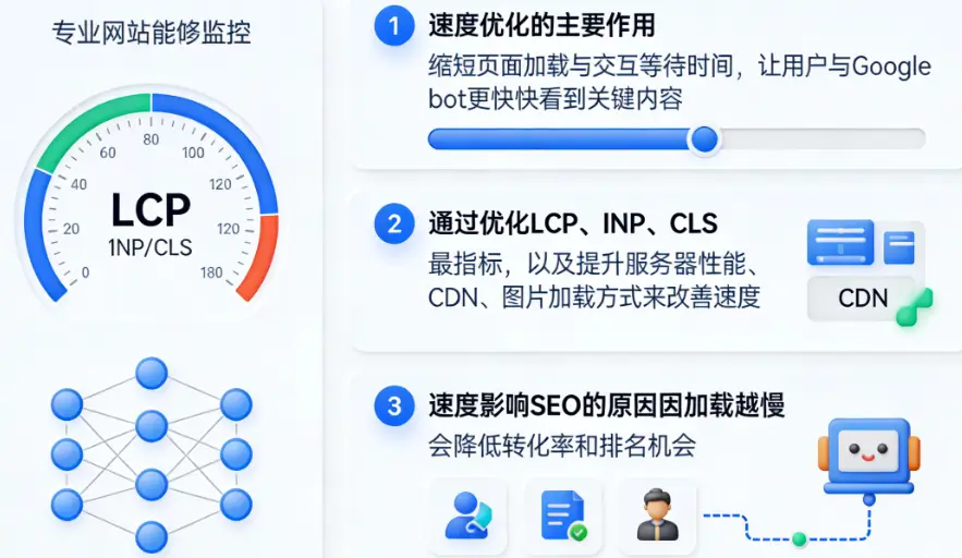 网站速度优化核心作用信息图