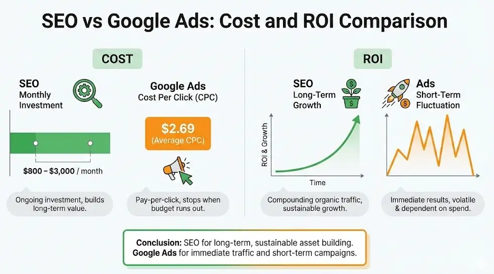 谷歌seo与谷歌广告成本对比