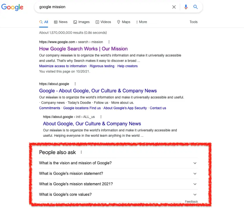 注意一下people also ask关键词建议